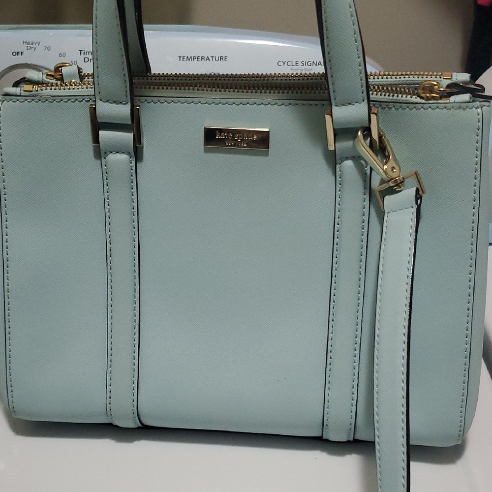 Kate Spade Mint Satchel with Gold Details